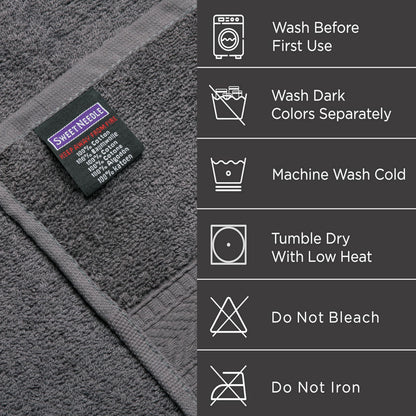 SweetNeedle 6 Piece Towel Set - 2 Bath Towels, 2 Hand Towels and 2 Washcloths Cotton Daily Use Hotel Spa Quality Soft Highly Absorbent Quick Dry Light Weight (Charcoal Grey)