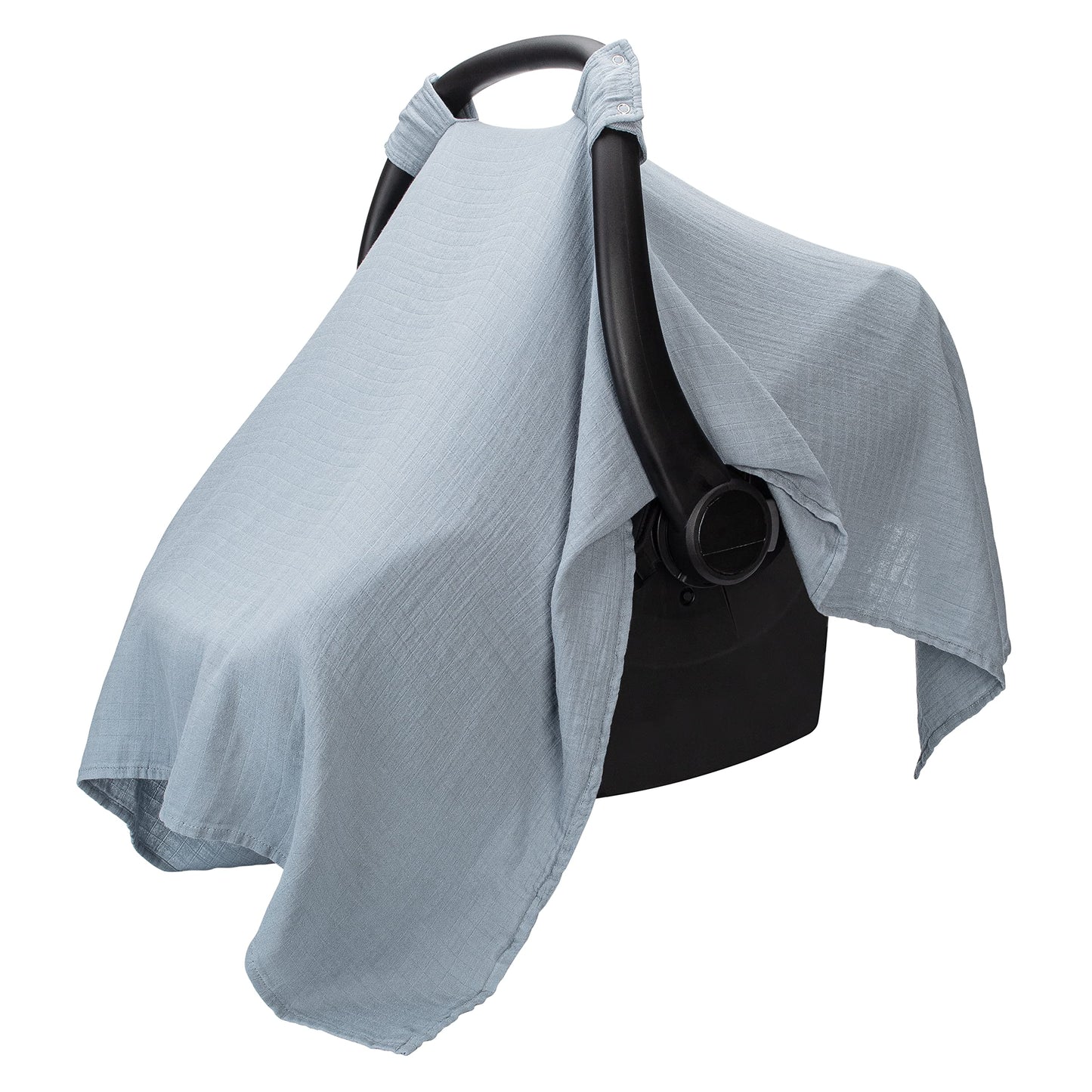 Comfy Cubs Muslin Cotton Baby Car Seat Cover - Soft, Breathable and Lightweight Infant Car Seat Cover - Designed in The US, Canopy for Sun Protection - Large Baby Travel Essentials - Pacific Blue