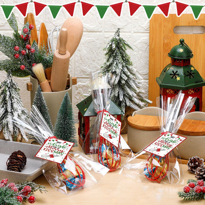 Nuogo 6 Sets Christmas Neighbor Gifts Christmas Whisk Baking Cooking Supplies Includes 8 Inch Stainless Steel Whisk, Greeting Cards, Ribbons, Plastic Bags for Kitchen Supplies Xmas Stocking Stuffers