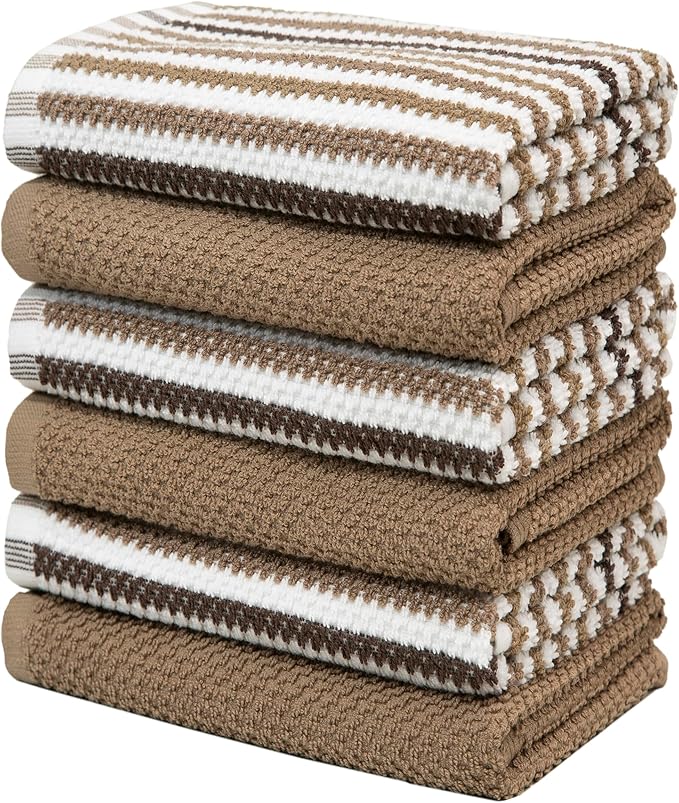 Premium Kitchen Towels | Large Cotton Kitchen Hand Towels | Popcorn Striped