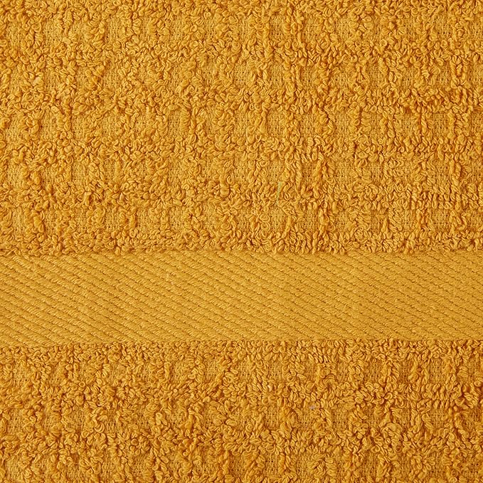 DII Basic Terry Collection Waffle Dishtowel Set, Solid Honey Gold, 4 Piece