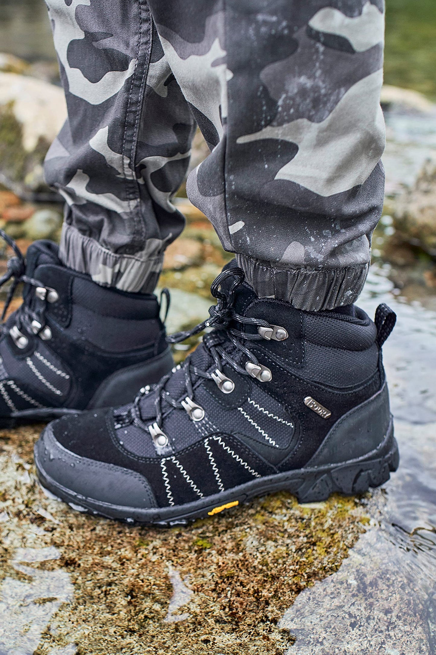 Mountain Warehouse Trail Kids Waterproof Boots - Synthetic Mesh Upper Girls & Boys Shoes, EVA Footbed, High Traction - Best for Spring Summer, Hiking & Outdoors Black Kids Shoe Size 5