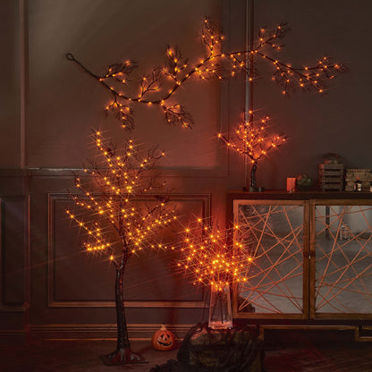 Hairui Lighted Halloween Tree with 150 Orange Fairy Lights 4FT, Spooky Black Tree Lights Plug in for Indoor Outdoor Home Halloween Party Decoration