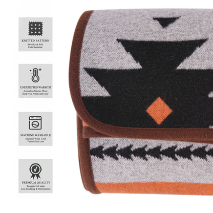 PuTian Merino Wool Blanket - 63X51 Warm, Thick, Washable, Twin Throw for Couch, Bed, Travel, Outdoor, Camping, Pets, All Season, Grey Flame