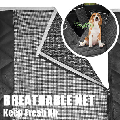 VSPETCC Dog Car Seat Cover,100% Waterproof with Mesh Window And Storage Pocket,Durable Scratchproof Nonslip Dog Hammock with Universal Size Fits for Cars/Trucks/SUV