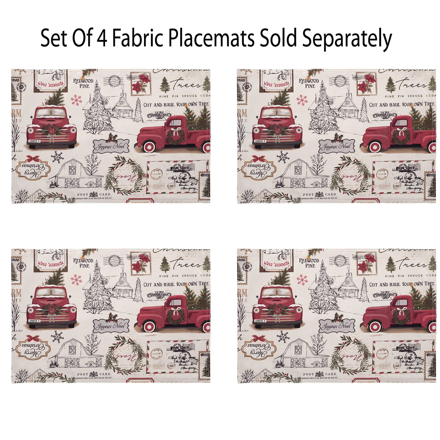 Newbridge Christmas Pine Hill Tree Farm Fresh Red Truck 72 Inch Long Table Runner, Nostalgic Retro Holiday Country Farm Truck No Iron and Stain Resistant Table Runner for Party, Banquet and Buffet