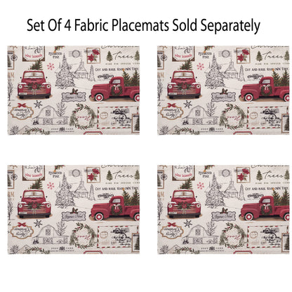 Newbridge Christmas Pine Hill Tree Farm Fresh Red Truck 72 Inch Long Table Runner, Nostalgic Retro Holiday Country Farm Truck No Iron and Stain Resistant Table Runner for Party, Banquet and Buffet