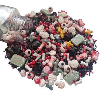 1 Bottle Edible Bloody Eyeball and Bones Mixing Sprinkles 3.53oz/ 100g | Edible Cake Cupcake Sprinkles for Decorating | Cookie and Ice Cream Topper Decorations Halloween Sprinkles