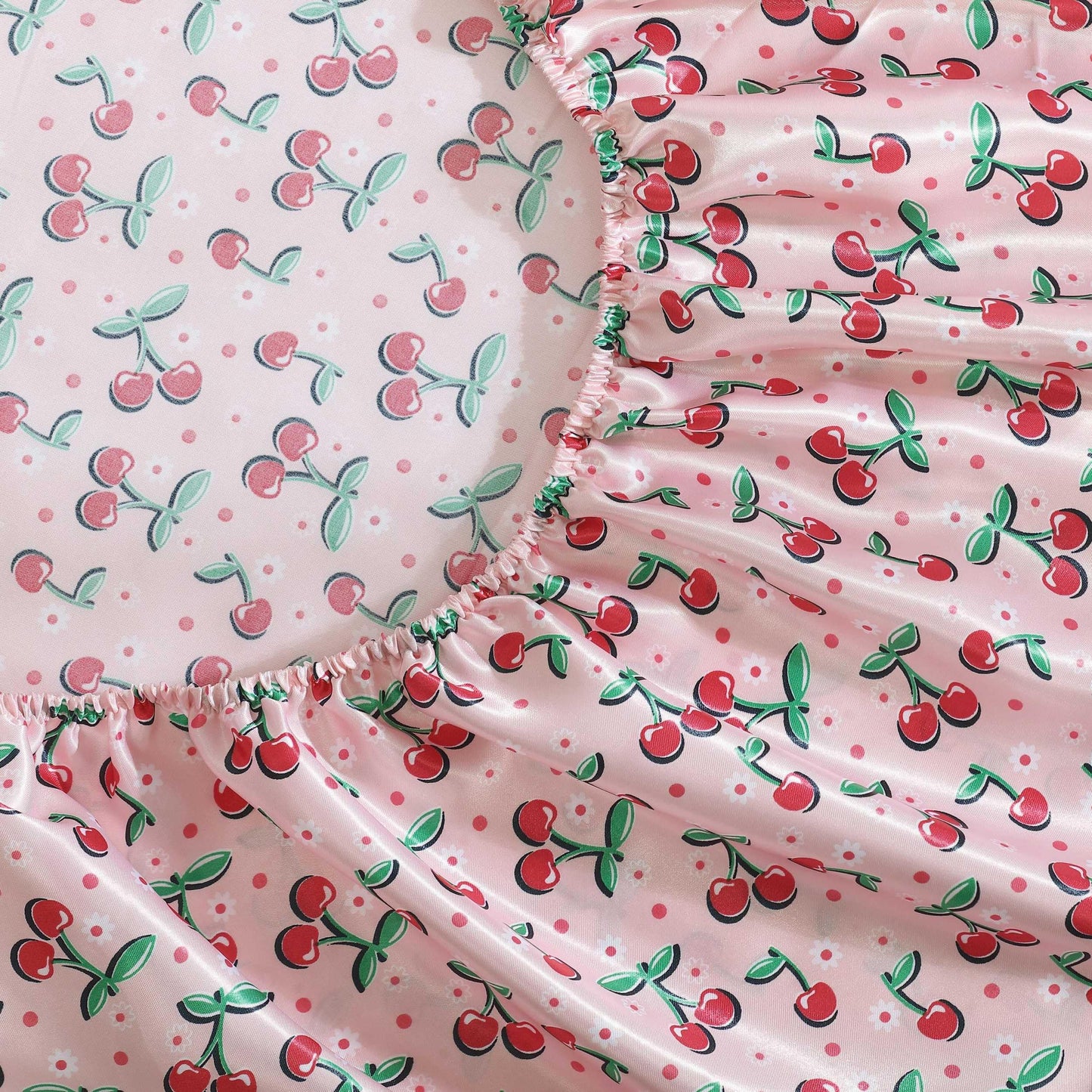 Betsey Johnson - Full Bed Sheets, Satin Bedding Set with Matching Pillowcases, Wrinkle & Fade Resistant, Silky Smooth for Healthy Hair (Cherry Good Day Pink)