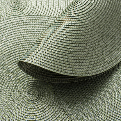 AHHFSMEI Round Braided Placemats 15 Inch Round Table Mats for Dining Tables Woven Heat Resistant Place mats Set of 6 (Fog Green)