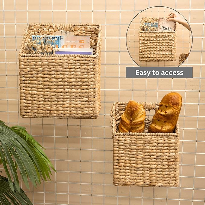 KOLWOVEN Wicker Hanging Storage Baskets, Mail Baskets
