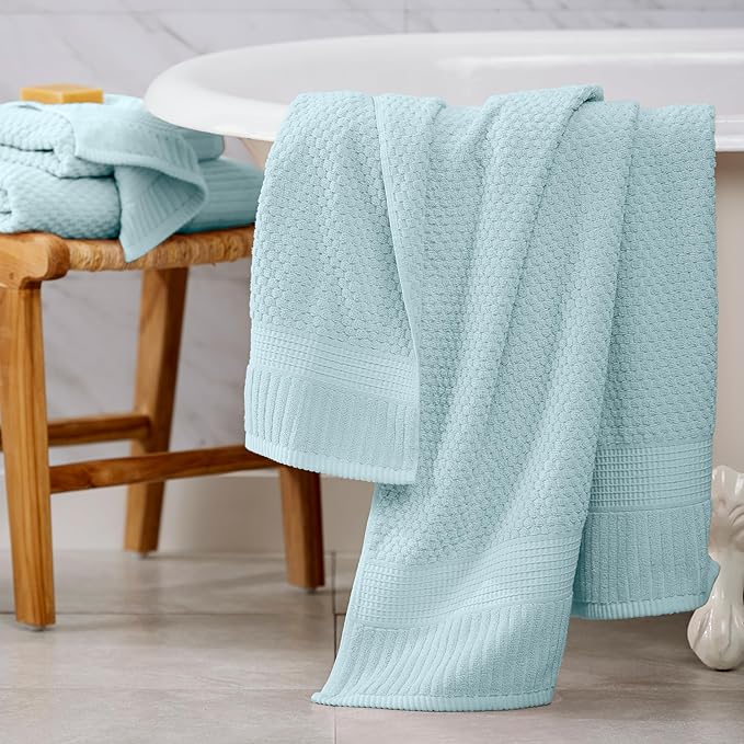NY Loft 100% Cotton Bath Towels 4 Pack | Super Soft & Absorbent Quick-Dry Bath
