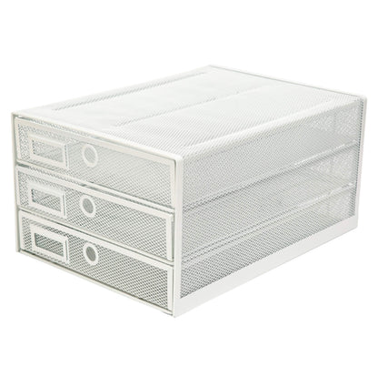 Exerz Paper Sorter 3 Drawer Wire Mesh A4 / Desk Multifunctional Desk Organiser/Multi-Layer Letter Tray - for Documents, Magazines, Notebooks and Letter (White)