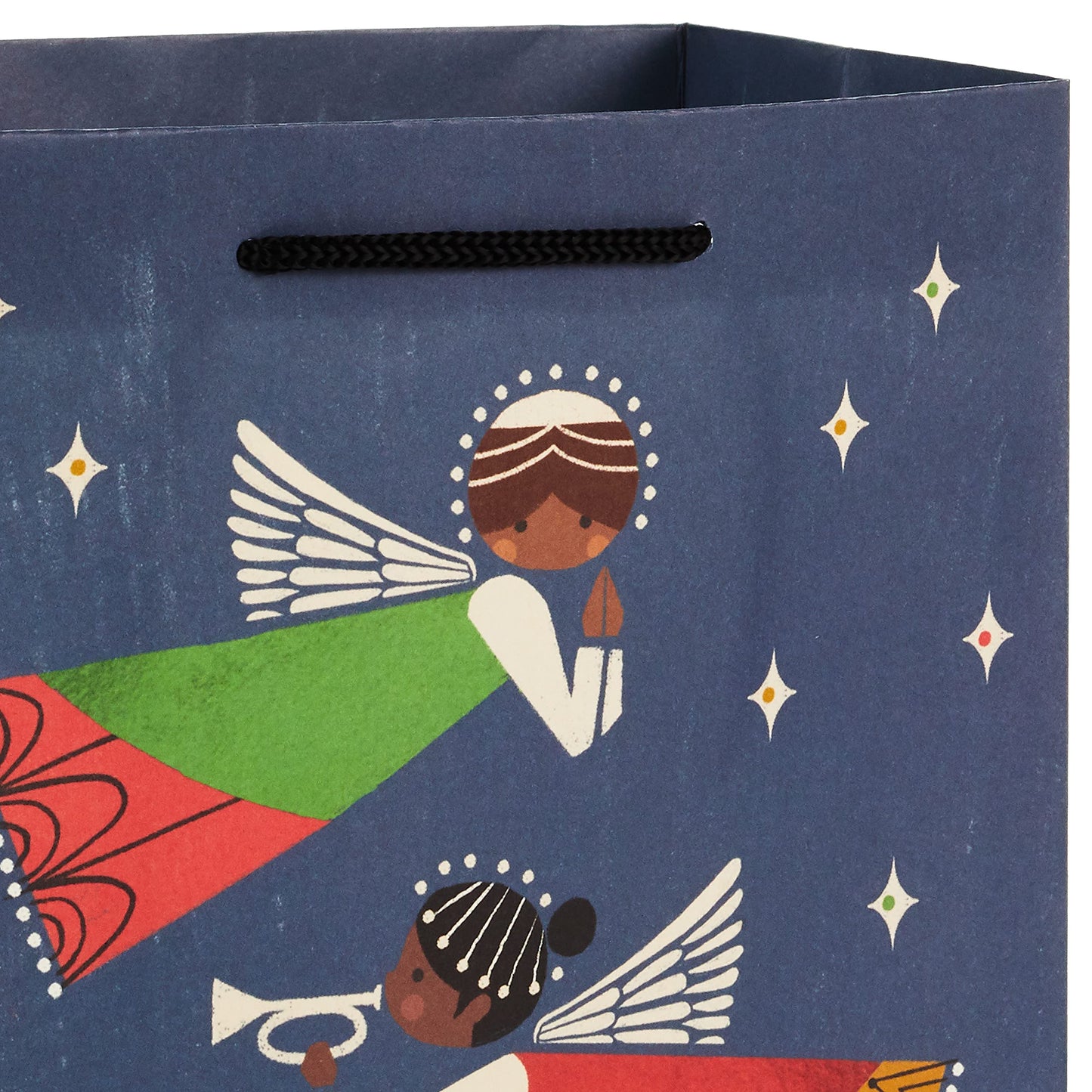 Hallmark Mahogany Christmas Gift Bag Assortment (8 Bags; 3 Small 6", 3 Medium 9", 2 Large 13") Black Santa Claus, African-American Angels, Carolers