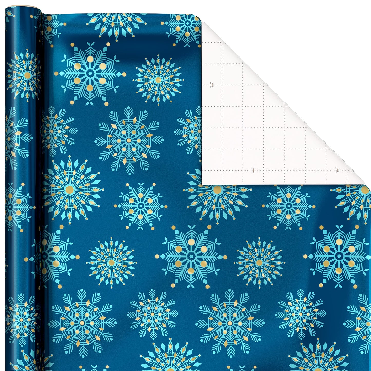 Hallmark Christmas Wrapping Paper Rolls, Metallic Foil Holiday Gift Wrap (Pack of 3: 60 sq. ft. ttl) Elegant Navy Blue and Gold for Christmas, Hanukkah, Weddings, Graduations