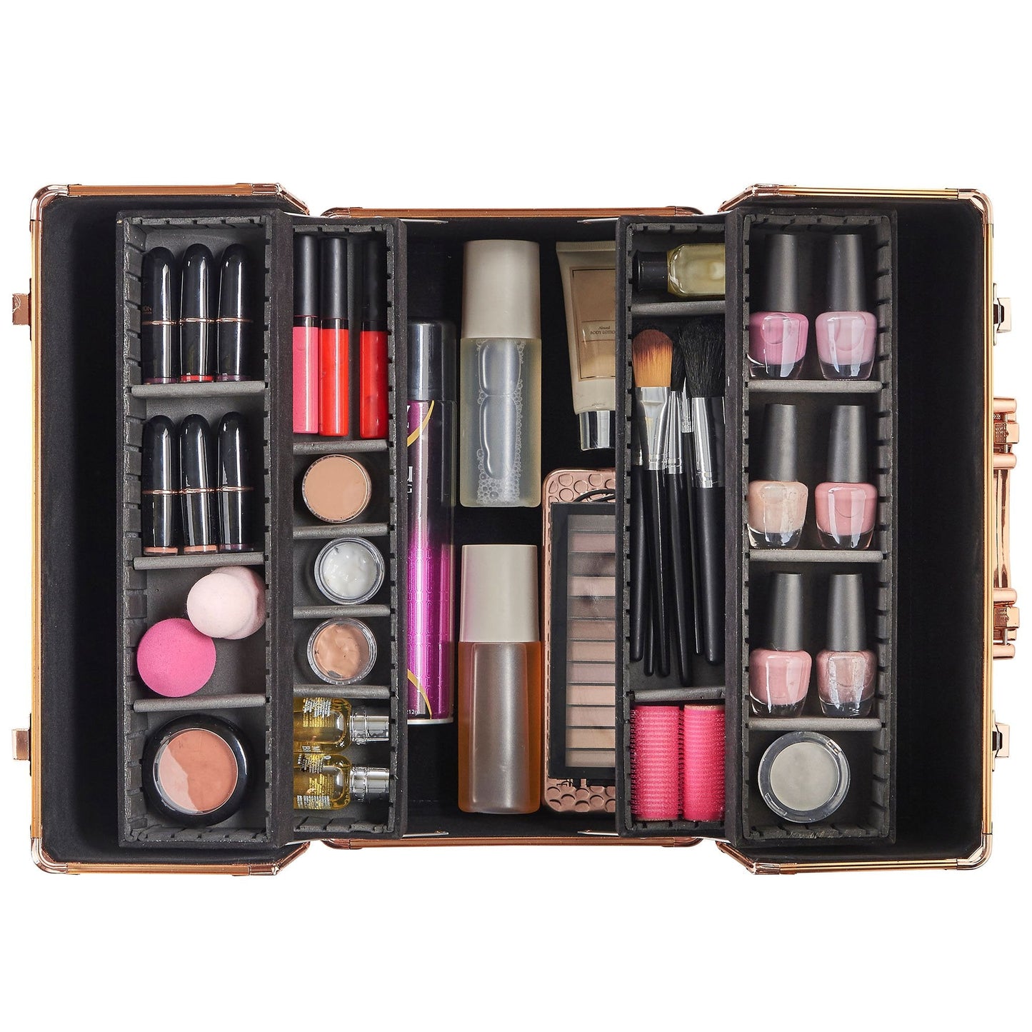 Beautify Make Up Vanity Case, Travel Jungle Print 3 Tier Makeup Box w/Extendable Trays, Spacious Storage & Removable Dividers to Create Compartments, Lockable Makeup Vanity Case for Professionals