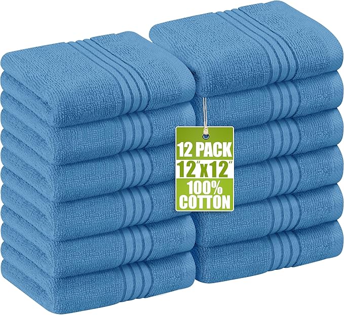 Utopia Towels Wash Cloths Set, 12 by 12 Inches, 100% Cotton Ring Spun, Highly
