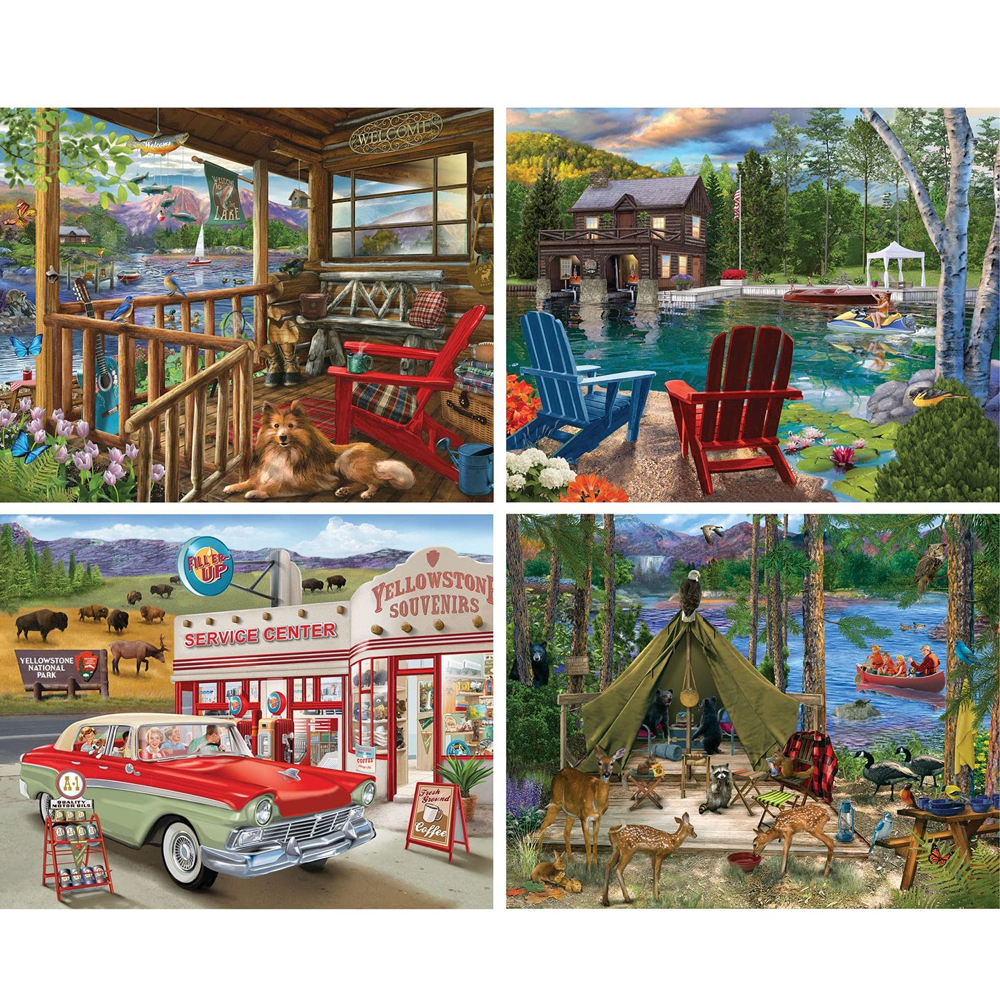 Bits and Pieces – 4-in-1 Multi-Pack Large 300 Piece Jigsaw Puzzles for Adults – Jigsaw Puzzle Set Bundle by Bigelow Illustrations, Completed Puzzle Size: 16" x 20"