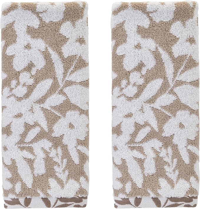 SKL Home Bedford Floral 100% Cotton Premium 2-Piece Hand Towel Set, 600 GSM