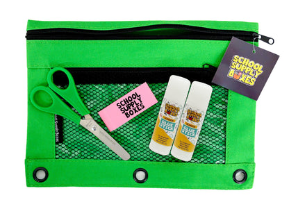 School Supply Boxes | 17" Solid Black Backpack Bundle for Intermediate School | Back to School Bookbag with Supplies | Contains Pencil Pouch, Notebooks, Highlighters, Mechanical Pencils, & More