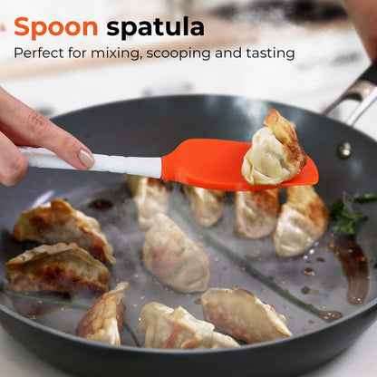 M KITCHEN WORLD Heat Resistant Silicone Spatulas Set | Rubber Spatula Kitchen Utensils Non-Stick for Cooking, Baking and Mixing | Ergonomic, Dishwasher Safe Bakeware Set of 4, Orange