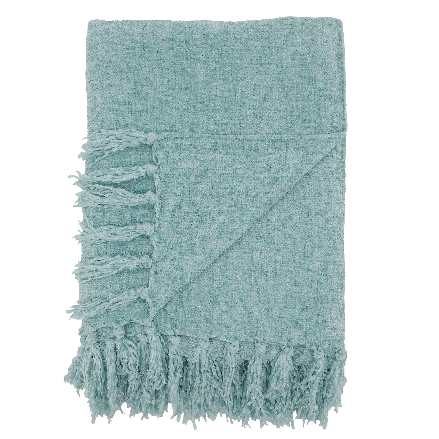SARO LIFESTYLE Chenille Throw Blanket with Fringed Edge, Aqua, 50"x60"