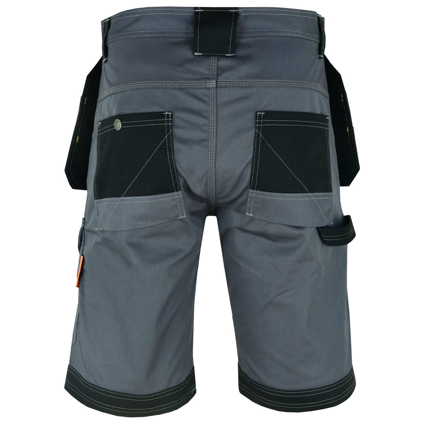 WrightFits Men Holster Work Shorts - Heavy Duty Safety Combat Cargo Summer Shorts - Multi Pockets - Triple Stitched - Durable Workwear Grey 32 W