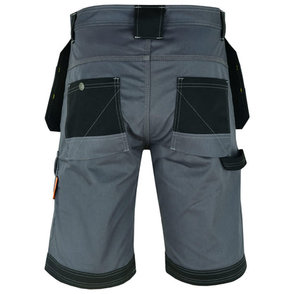 WrightFits Men Holster Work Shorts - Heavy Duty Safety Combat Cargo Summer Shorts - Multi Pockets - Triple Stitched - Durable Workwear Grey 32 W