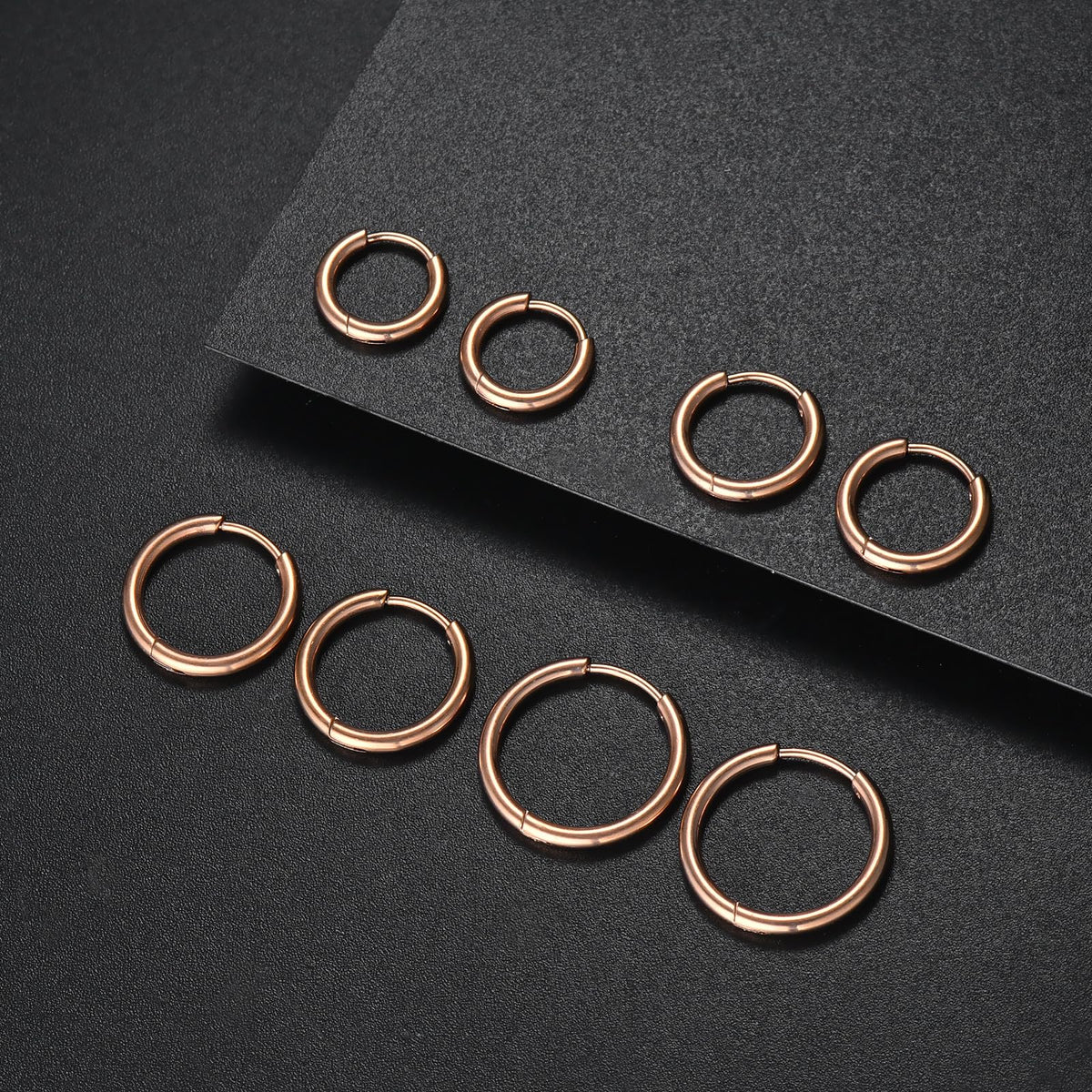 316L Surgical Stainless Steel Small Rose Gold Hoop Earrings 6mm 8mm 10mm 12mm Hypoallergenic Cartilage Hoop Earrings Helix Lobes Hinged Sleeper Earrings For Men Women