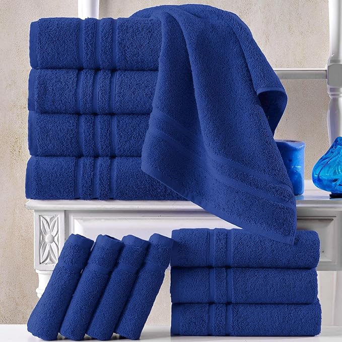 Hawmam Linen Royal Blue Bath Towels 4 Pack Soft and Absorbent