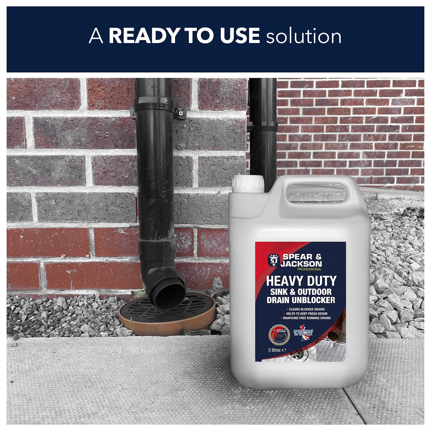 Spear Jackson Heavy Duty Sink and Drain Unblocker Gel - Powerful Formula- Indoor and Outdoor, 5 l (Pack of 1)