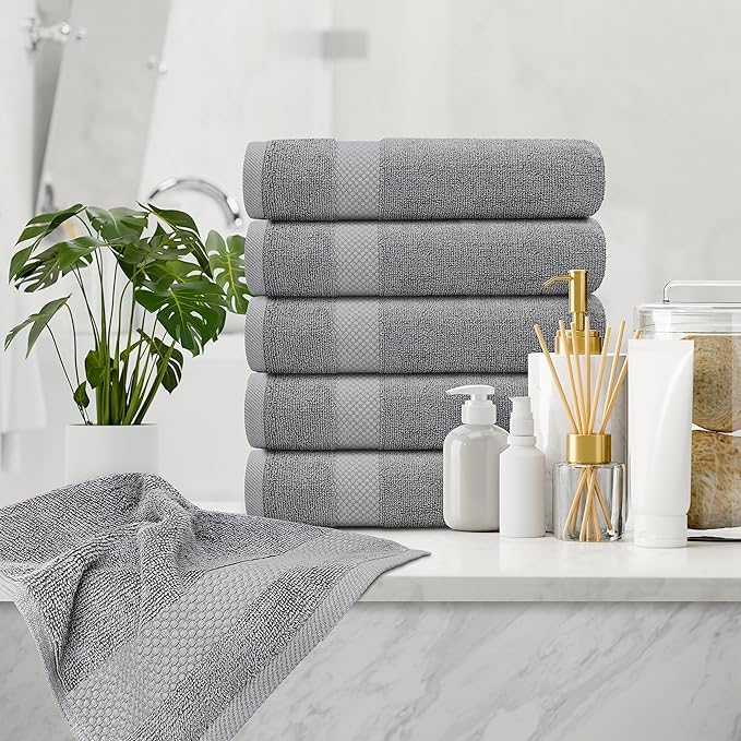 White Classic Luxury Light Gray Hand Towels