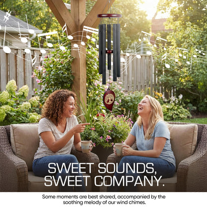 Obitelj Love 36" Memorial Wind Chimes for Outside, Double Sided Engraving Pendant, Deep Tone 6 Aluminum Tubes & Pine Wood, Sympathy Gift for Loss, Includes Acrylic Heart Plaque & a Letter from Heaven