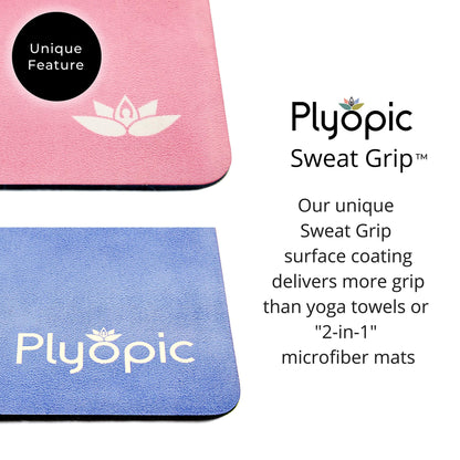 Plyopic. All In One Yoga Mat | Luxury Sweat-Grip Mat/Towel Combo | Ideal for Yoga, Hot Yoga, Bikram, Pilates, Workout & Exercise | Eco-Friendly Natural Rubber