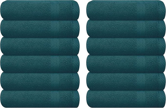 GLAMBURG Ultra Soft 12-Piece Washcloths Set 13x13-100% Ringspun Cotton