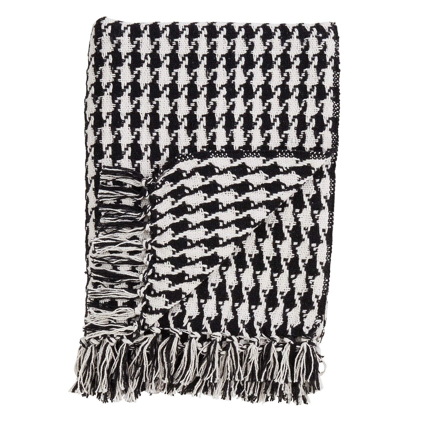 SARO LIFESTYLE Houndstooth Design Cotton Throw