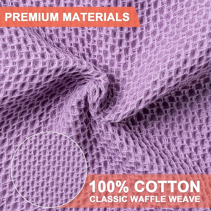 BOOMIBOO 6-Pack Kitchen Dish Cloths, 100% Cotton Waffle Weave, Ultra Soft