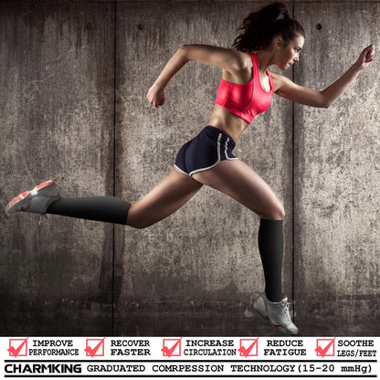 CHARMKING 3 Pairs Copper Compression Socks for Women & Men Circulation 15-20 mmHg is Best for All Day Wear Running Nurse