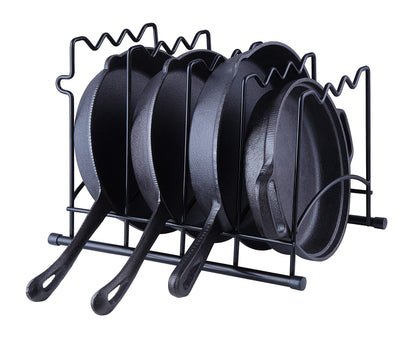 SunnyPoint Metal Heavy Duty Kitchen Countertop Cabinet Pantry Pan, Pot Lid, and Pot Organizer Rack Holder, 9.25 x 10.4 x 13.25 Inch, Black