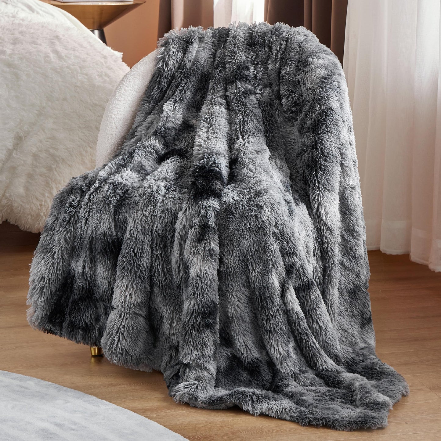 Bedsure GentleSoft Fluffy Fuzzy Faux Fur Throw Blanket for Couch, Soft Sherpa Fleece Cozy Gifts for Women, Plush Bed Blanket Room Decor for Men, Thick Warm Minky Teen Gifts Winter Bedding