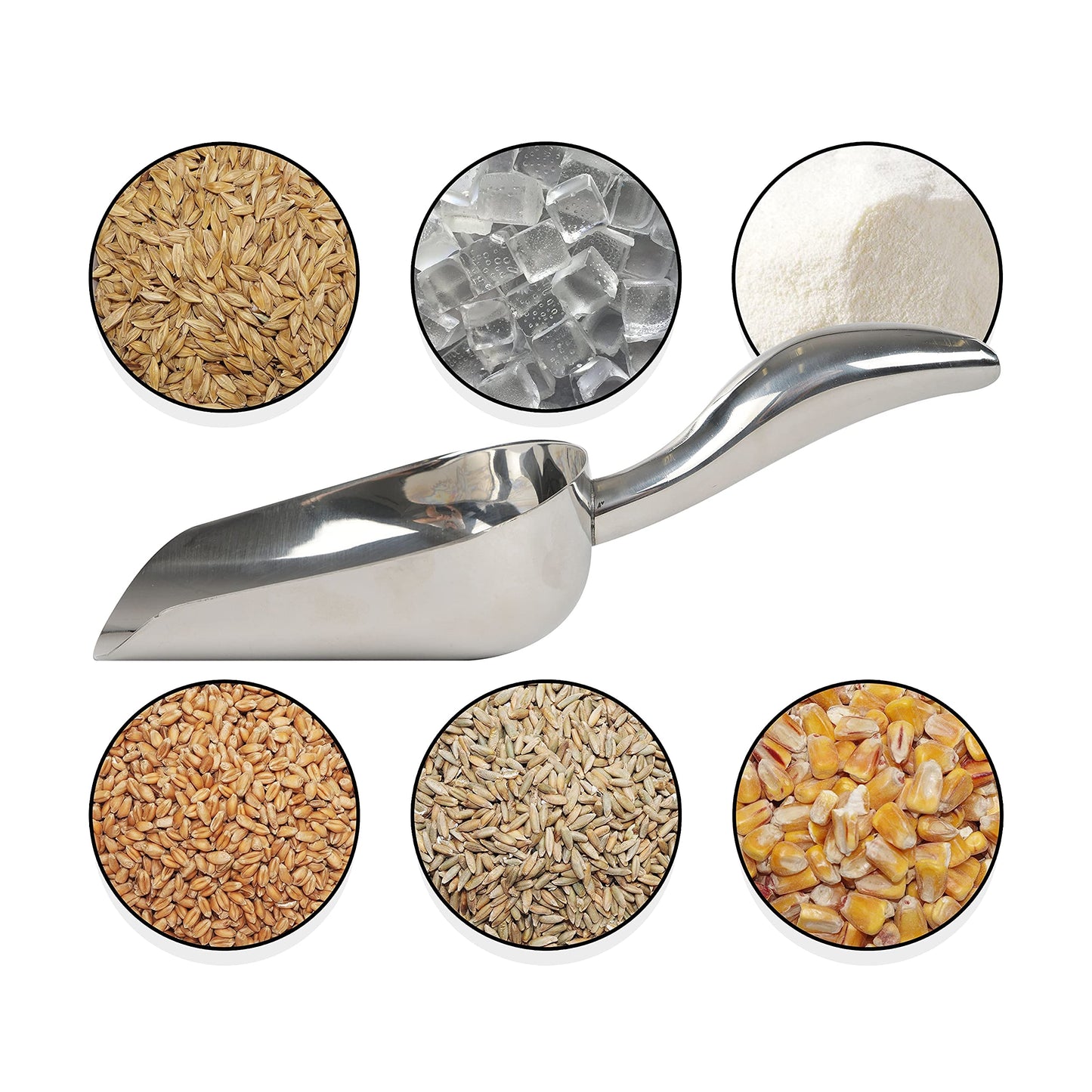 LEMONSODA Stainless Steel Utility Ice Scoop - 14 Ounces - Rustproof Metal - Great for Bar, Ice, Flour, Coffee, Containers - Bar Ice Scoop, Dry Bin, Dry Goods, Candy (10.6 Inches)