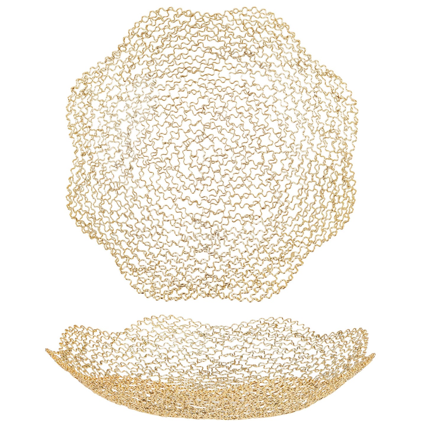 IBWell Decorative Dish for Home Decor and Centerpieces - Gold Vegetable Fruit Bowl Basket(Large) for Kitchen Counter， Table Centerpieces for Dining Room and Living Room Decor (Gold, Large)