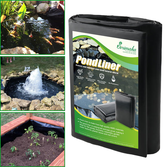 Sinimaka Pond Liner 26 x 33 Ft, HDPE Durable Large Pond Liners for Outdoor Ponds, Pond Liners for Fish, Koi, Water Garden, Waterfall, Fountain