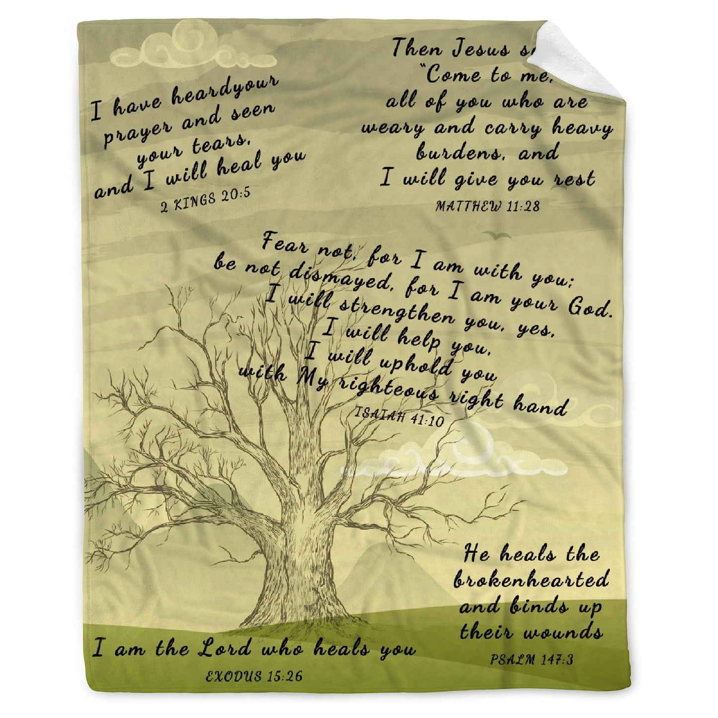 AMITAYUS Tree Healing Scripture Bible Verse Fleece Throw Sympathy Prayer Blanket Religious Christian Inspirational Gifts for Women Friends - 40''x50''