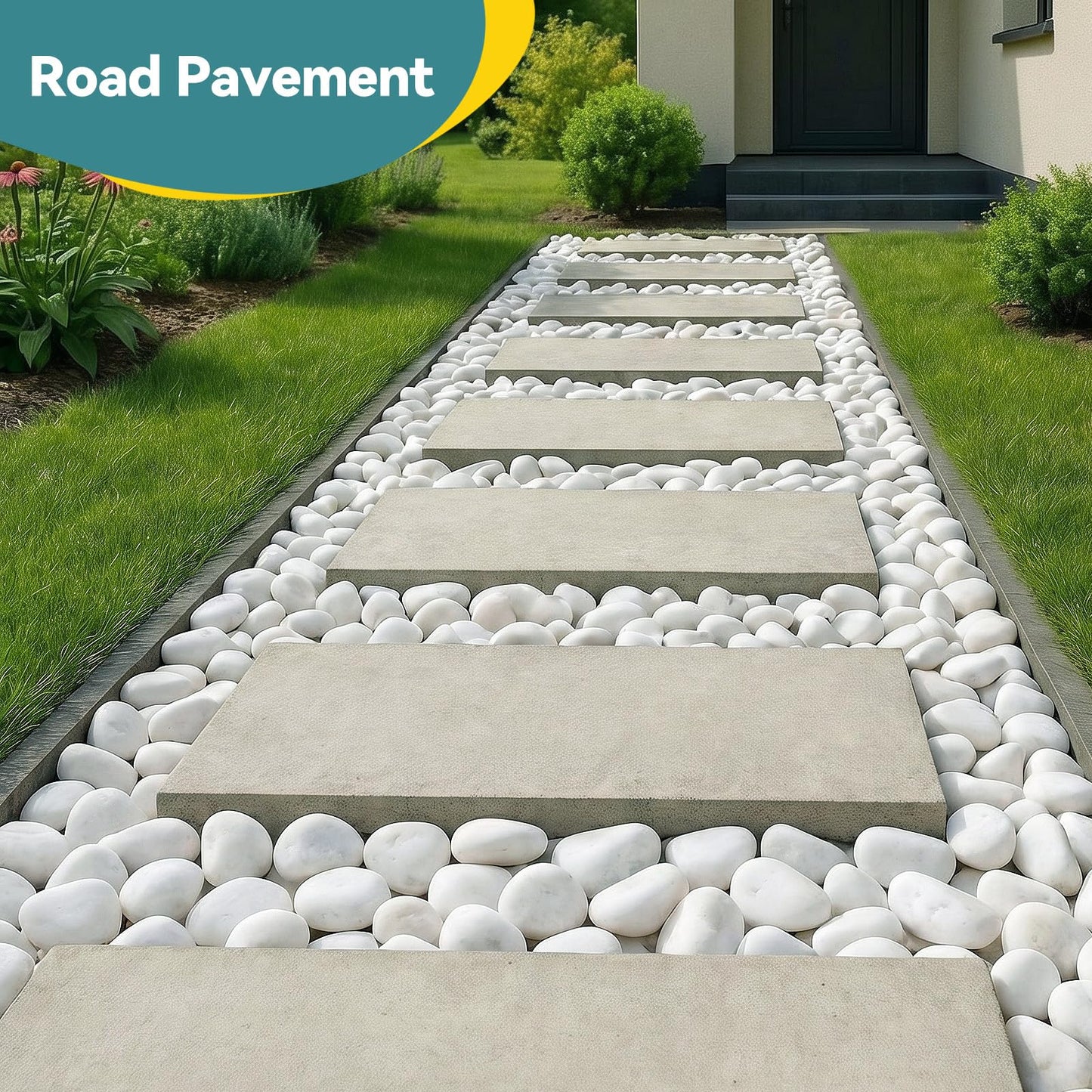 Rahato 20lbs White Rocks for Landscaping, 2-3 inch Decorative Rocks for Plants Indoor, Large Polished River Rocks for Garden, Outdoor Landscaping, Walkways, Yard, Plants Pots, Vases, Crafts