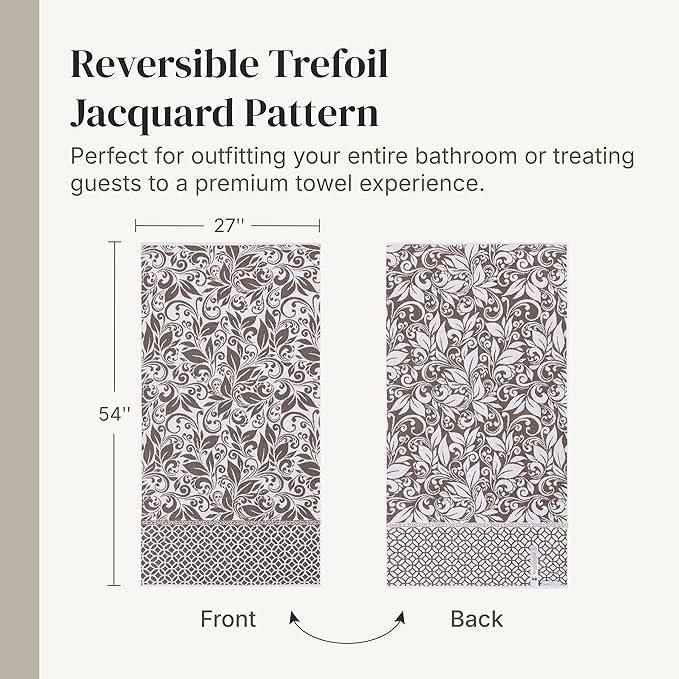 Modern Threads Trefoil Filigree 6-Piece 100% Cotton Towel Set – Reversible Yarn
