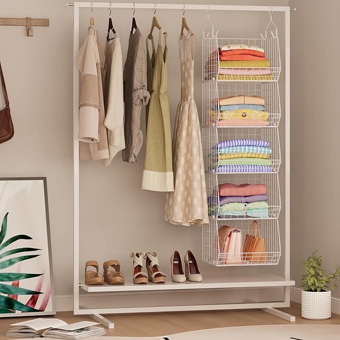 5 Tier Closet Hanging Organizer, Clothes Hanging Shelves