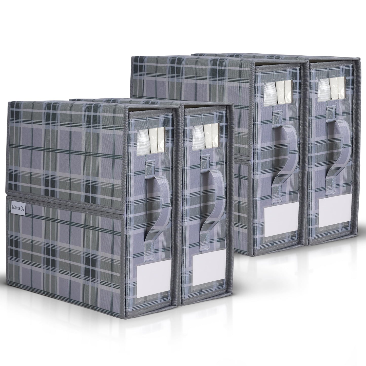 Mama Gs 4 Pack Bed Sheet Organizer and Storage with Zipper – Linen Closet Organizers for Full, King, Queen & Twin Sheet Sets, Bedding Storage for Blankets and Duvet Covers, Grey