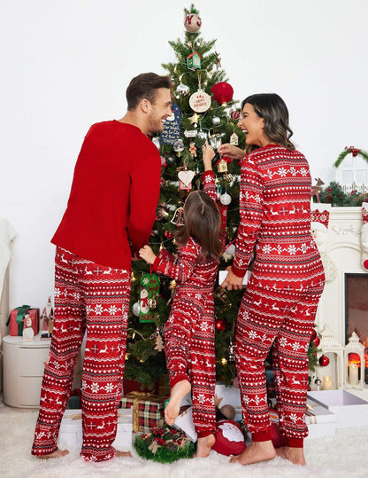 Ekouaer Family Christmas Pajamas Matching Sets Womens Mens Pjs Long Sleeve Sleepwear Holiday Lounge Sets Red S