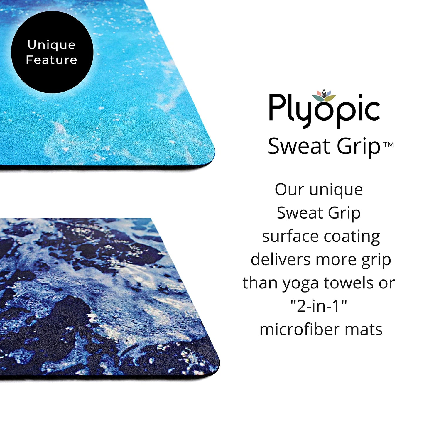 Plyopic. All In One Yoga Mat | Luxury Sweat-Grip Mat/Towel Combo | Ideal for Yoga, Hot Yoga, Bikram, Pilates, Workout & Exercise | Eco-Friendly Natural Rubber